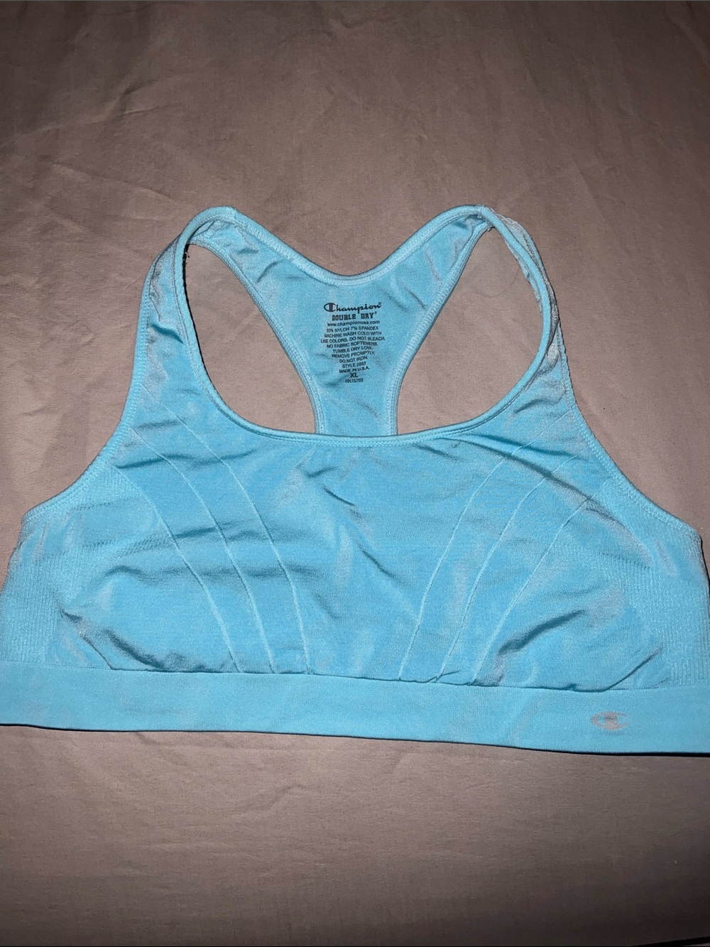 Champion Double Dry Light Blue Racerback Seamless Sports Bra